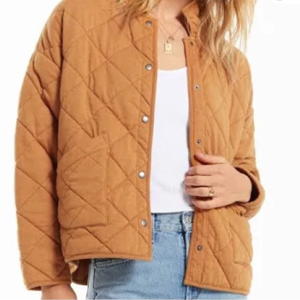 The Maya Quilted Jacket Is An Absolute Essential: Women's Quilted Tan Jacket View 2